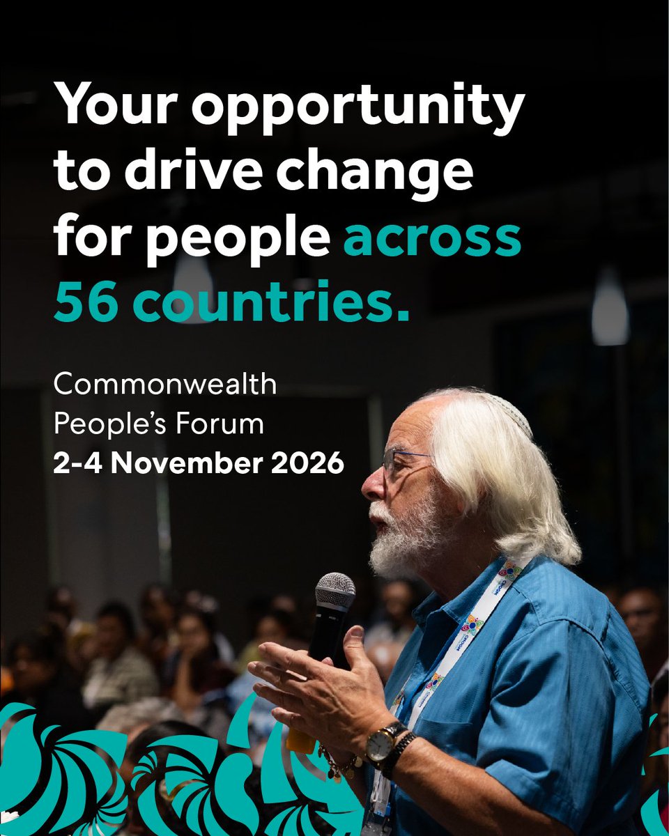 commonwealthorg's tweet photo. Your voice. Your Commonwealth. Your opportunity to drive change. 

The Commonwealth People’s Forum brings together people from across 56 countries to share ideas, experiences and solutions – and help turn dialogue into action. 

Delegates’ ideas, perspectives and lived experience will be shared with government decision-makers. 

Register to join us in November. Registration closes 30 September: https://t.co/FVZOE7gcMD