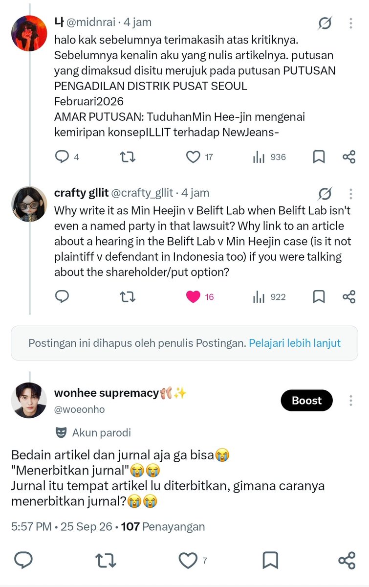 woeonho's tweet photo. @midnrai @crafty_gllit Bls tweet gw dan org2 yg nanya ttg kejelasan artikel lu ga bisa, tp hapus tweet blunder bisa, deymn the priority😭 https://t.co/hbQnubc5wH