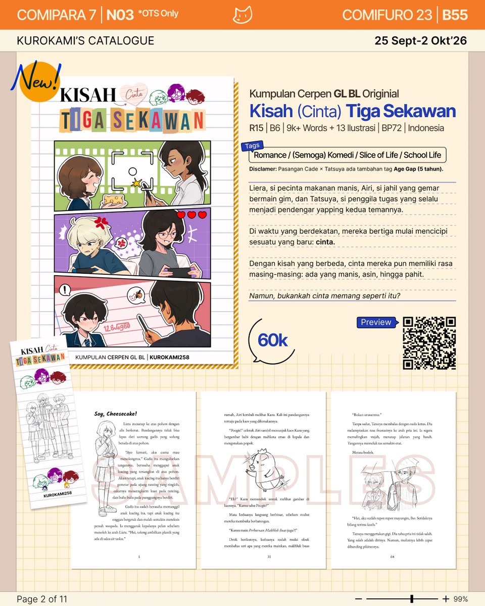 Kurokami258's tweet photo. [❤️🔁]
PO #comifuro23 OTS #Comipara7

📒 Original BL GL, BanFish, Bleach, Sekaiichi, Stranger from Hell, Hannibal, Noblesse, God of Highschool, Lookism, Monster Hunter, Silent Hill, Art Trade

📌Pick Up &amp; Mail Order
📅25 Sep-2 Okt
🔗👇

#comipara7catalogue #cf23catalogue
(1/3) https://t.co/lPcG8cvYI2