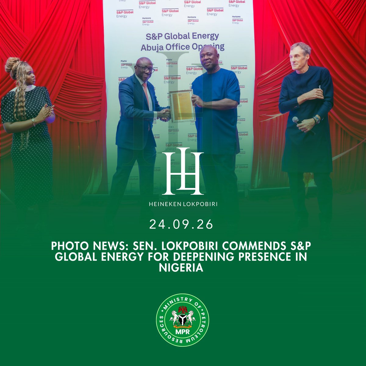 senlokpobiri's tweet photo. PHOTO NEWS

Senator Lokpobiri commends S&amp;P Global Energy’s Abuja office commissioning, highlighting its contribution to strengthening Nigeria’s energy sector through innovation, expertise, resilience, and investment. https://t.co/vCuZIlnBd2