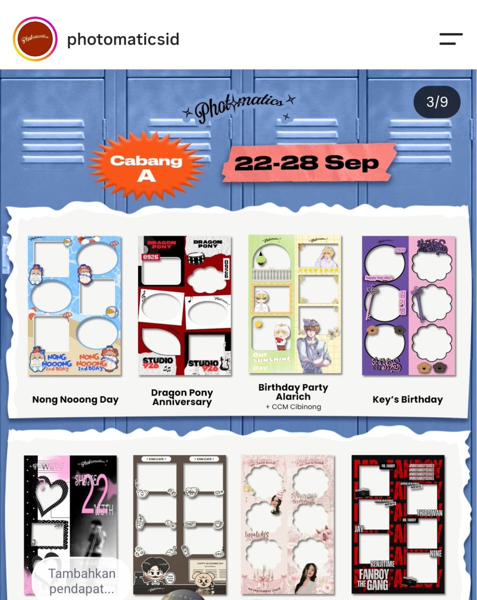Alarightsrich's tweet photo. Minna-san yang masih bingung pas tanya ke photomatics apakah template strip Alarich ada atau tidak, bisa sekali minna-san tunjukan postingan dari Ig photomatics dan tunjukan template alarich💛
https://t.co/BeVCfVAH4p https://t.co/Ma88GupOMo