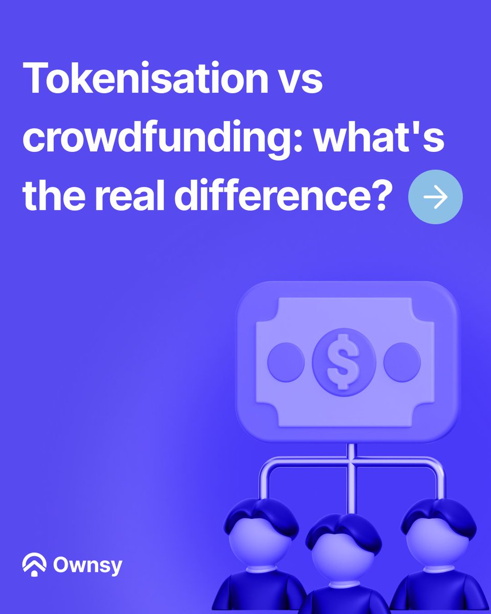 Ownsyofficial's tweet photo. 1/2 Tokenised" and "crowdfunded" real estate get used interchangeably online. They shouldn't be.

Swipe through for the actual structural difference https://t.co/mXRJ0ccg9n