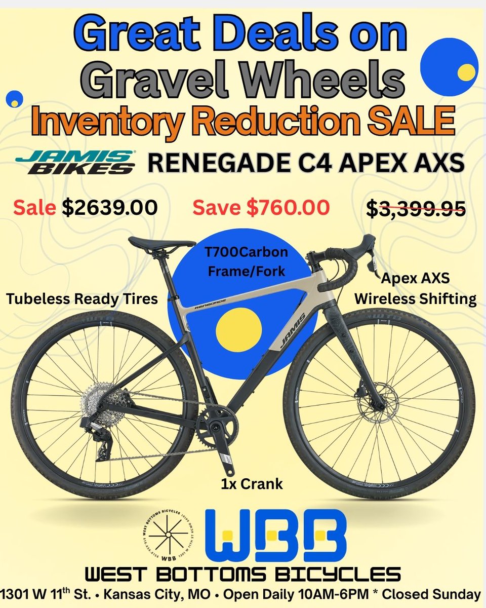 JodieVanoni's tweet photo. Great deals on gravel bikes and wheels. Built for paved paths, gravel, dirt roads, singletrack, and everything in between. Ride farther, explore more, and discover new places. https://t.co/IGzKoVeHjV
