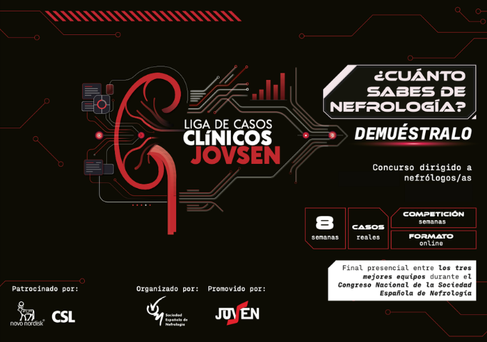 SENefrologia's tweet photo. ⬛️ #LigaJovSEN26 | ¡MAÑANA se abre el RETO 4 (28 sept. 16h.) de la Liga de Casos Clínicos #JovSEN!  

NUEVO TEMA, 2 casos: GLOMERULOPATÍAS

🦾 ¡Mucha suerte, EQUIPOS! ¡Ya somos + 80 participantes!
💥La final se disputará en el CONGRESO #Senefro26 MURCIA  👉 https://t.co/tUiygWeKKc
@NovoNordiskES @CSL_spain @senjoven @jlperezcanga @JaimeMazonRuiz