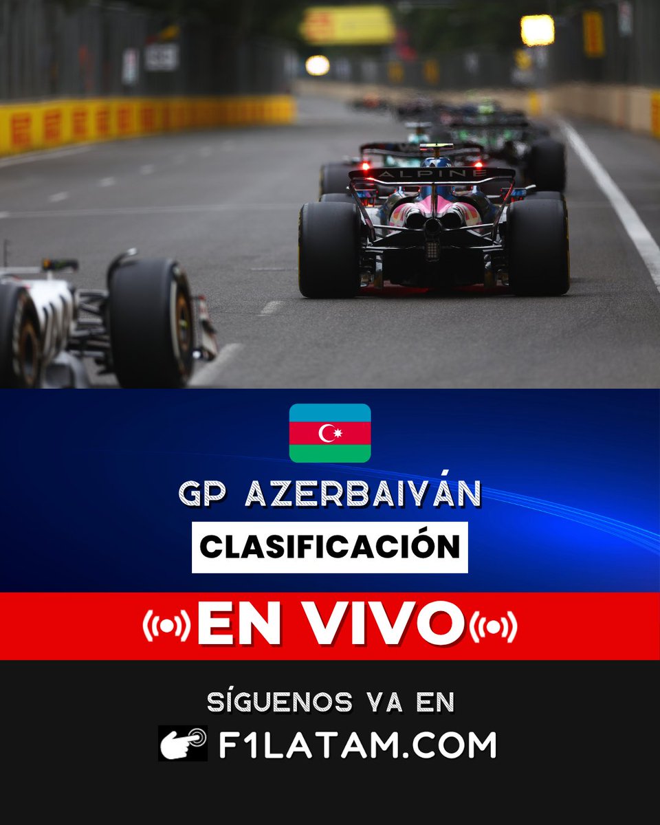 F1LATAMCOM's tweet photo. Amigos, ya estamos #ENVIVO transmitiendo la CLASIFICACIÓN del #AzerbaijanGP #F1 en https://t.co/8pv75w6Gz4.
-
👉 https://t.co/r08sz05A4C
-
#F1LATAM #Formula1 #FormulaUno #FormulaOne #Racing #F12026 https://t.co/W7k5VgRn9n