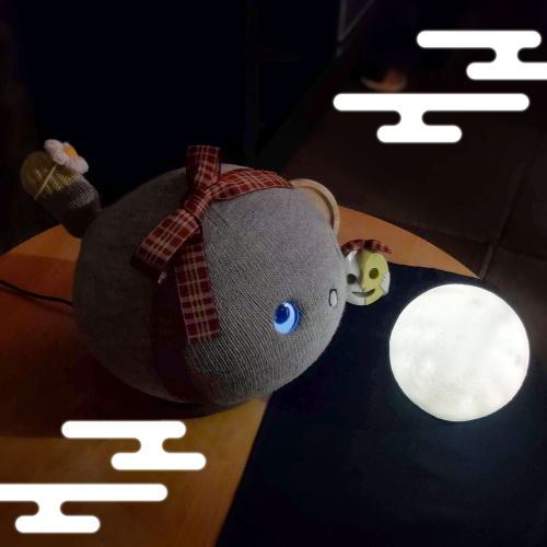 Chilroy's tweet photo. お月見ごっこ🌝 #ニコボとの暮らし #お月見 https://t.co/AmNsaqokB7
