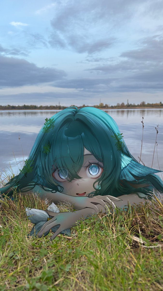 pr_ponnyan's tweet photo. Detected! 
She lives in the lake next to my house

#Vodyanitsa #GenshinImpact https://t.co/Y8i5HRUFvH