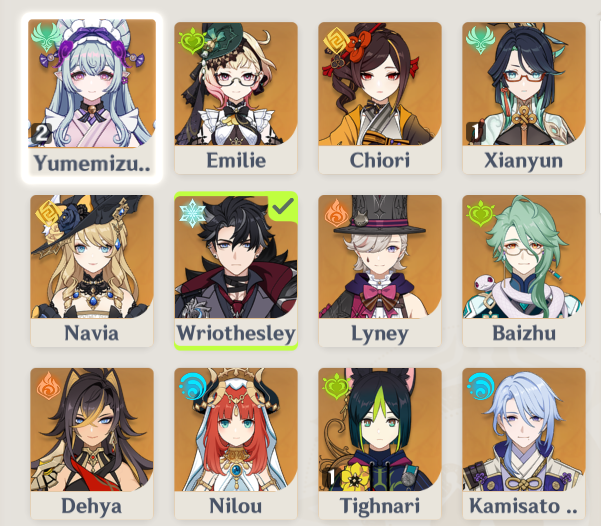 LuvHime7's tweet photo. Who's C1 is worth getting? I'll probably get Wriothesely C1 and Cloud retainer C2, but who the other 2? Lyney C1? Emilie C1? Ayaka C2? Nilou C1? not sure... I'm lost here 🤧

Also is Wrio worth it without Yae? cuz i don't have her.. :'D 

#GenshinImpact https://t.co/lwRasTzz6w