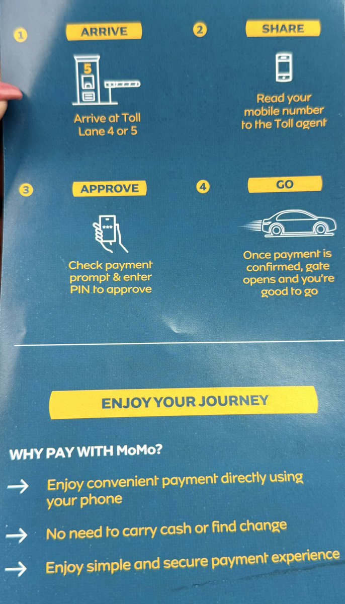 enamara's tweet photo. Finally!!!! We go cashless on the expressway. It is long overdue to be honest but nevertheless a welcome development.

So far you can pay with @mtnmomoug - not sure when the rest will be added. I wish the process was easier than this. 

I would prefer paying in advance and simply scan or show proof of payment at the toll gate, than having to initiate a payment at the gate, but a win is a win!

Baby steps!
