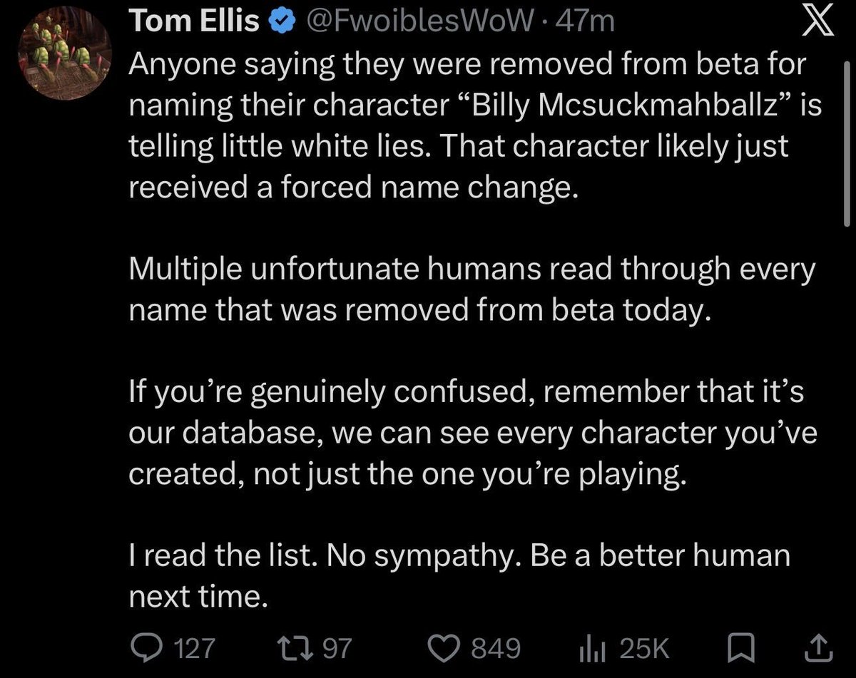 uglybagstard's tweet photo. this is a perfect example of why all HR departments should be dissolved.  

The silly and crazy names have been going viral for almost a week straight and getting people excited/talking about the game.  

The some HR loser comes in and is like "FUN!? NOT ON MY WATCH" https://t.co/dPnLs078x0