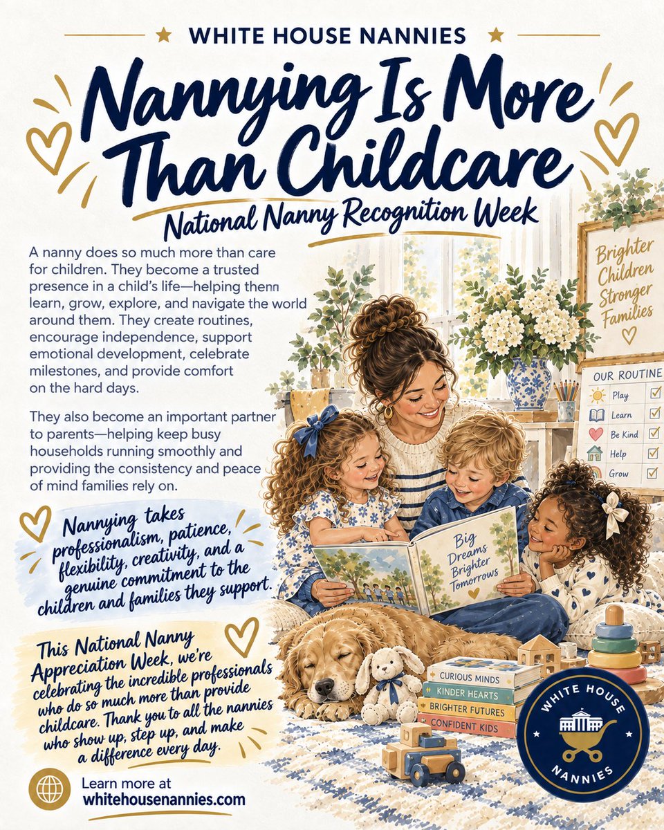 WHNanniesDC's tweet photo. #WhiteHouseNannies #NationalNannyRecognitionWeek #NannyAppreciation #ThankYouNannies #NannyLife #ProfessionalNanny #NannyCommunity #NannyPride #ChildcareProfessionals #CaregiverAppreciation #FamilyAssistant #NannyCareer #DMVNannies #DCNannies #MarylandNannies #VirginiaNannies https://t.co/OiF4ZONA9z
