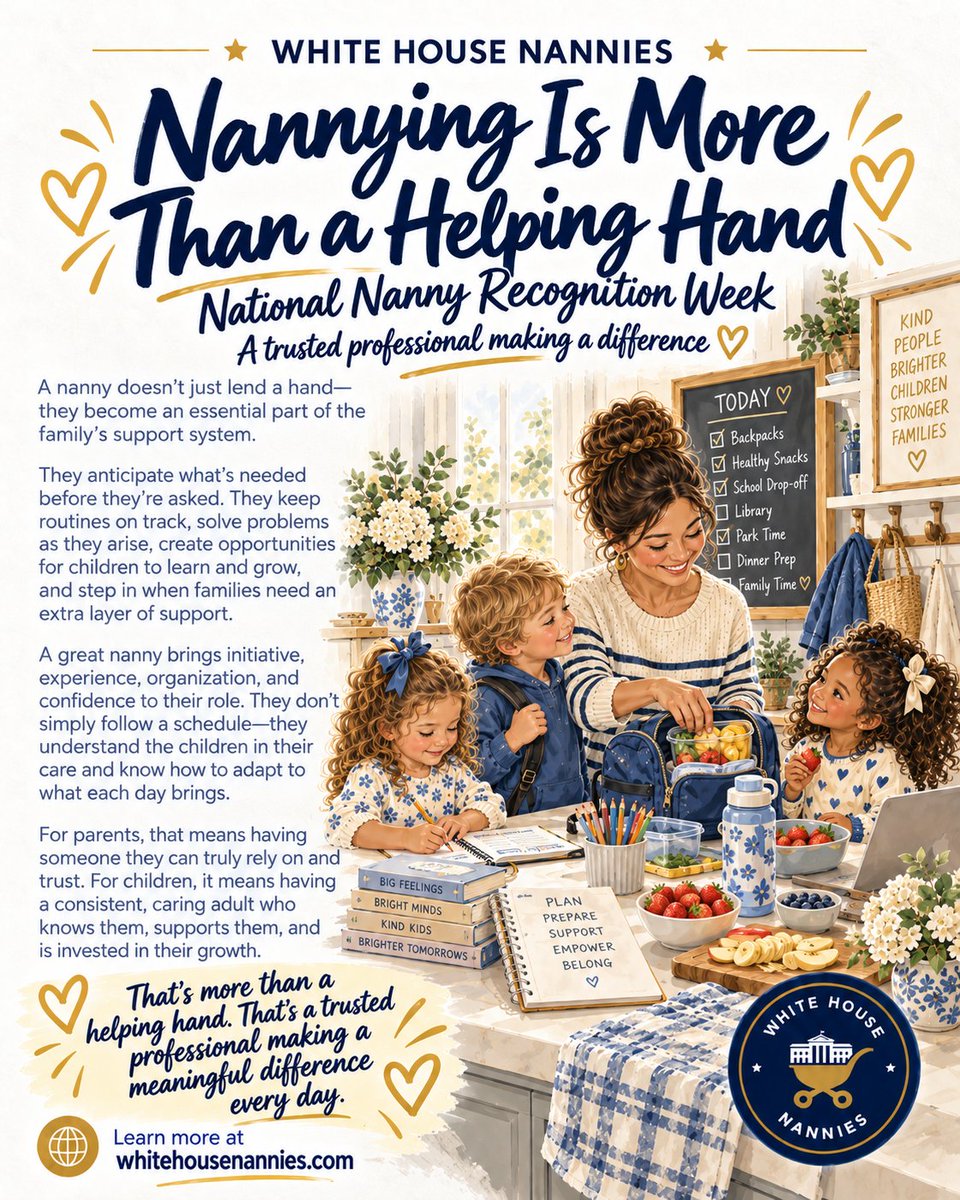 WHNanniesDC's tweet photo. #WhiteHouseNannies #NationalNannyRecognitionWeek #NannyAppreciation #ThankYouNannies #NannyLife #ProfessionalNanny #NannyCommunity #NannyPride #ChildcareProfessionals #CaregiverAppreciation #FamilyAssistant #NannyCareer #DMVNannies #DCNannies #MarylandNannies #VirginiaNannies https://t.co/OiF4ZONA9z