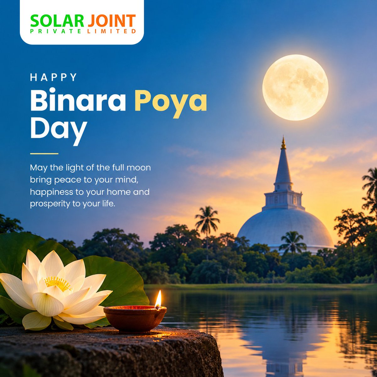 solar_joint's tweet photo. පින්බර බිනර පුර පසළොස්වක පොහොය දිනයක් වේවා 🙏
මෙම උතුම් පොහොය දිනය ඔබටත්, ඔබගේ ආදරණීයයන්ටත් සැනසීම, සතුට හා ආශීර්වාදය පි��ි සුබ දිනයකට Solar Joint වෙතින් පින්බර බිනර පොහොය දින සුබ පැතුම්!
#BinaraPoya #BinaraPoyaDay #SolarJoint #SriLanka https://t.co/8lBBMpoiC5