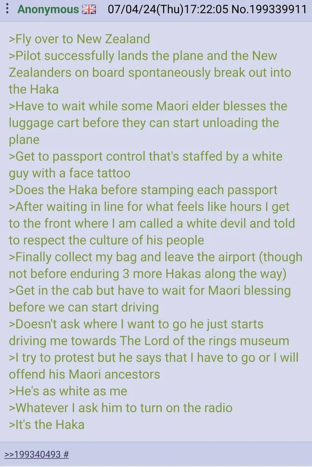 Templarpilled's tweet photo. Every time the Haka gets mentioned I think about this one 4chan greentext and start laughing.

It has irrevocably altered my perception https://t.co/rFnArywE66