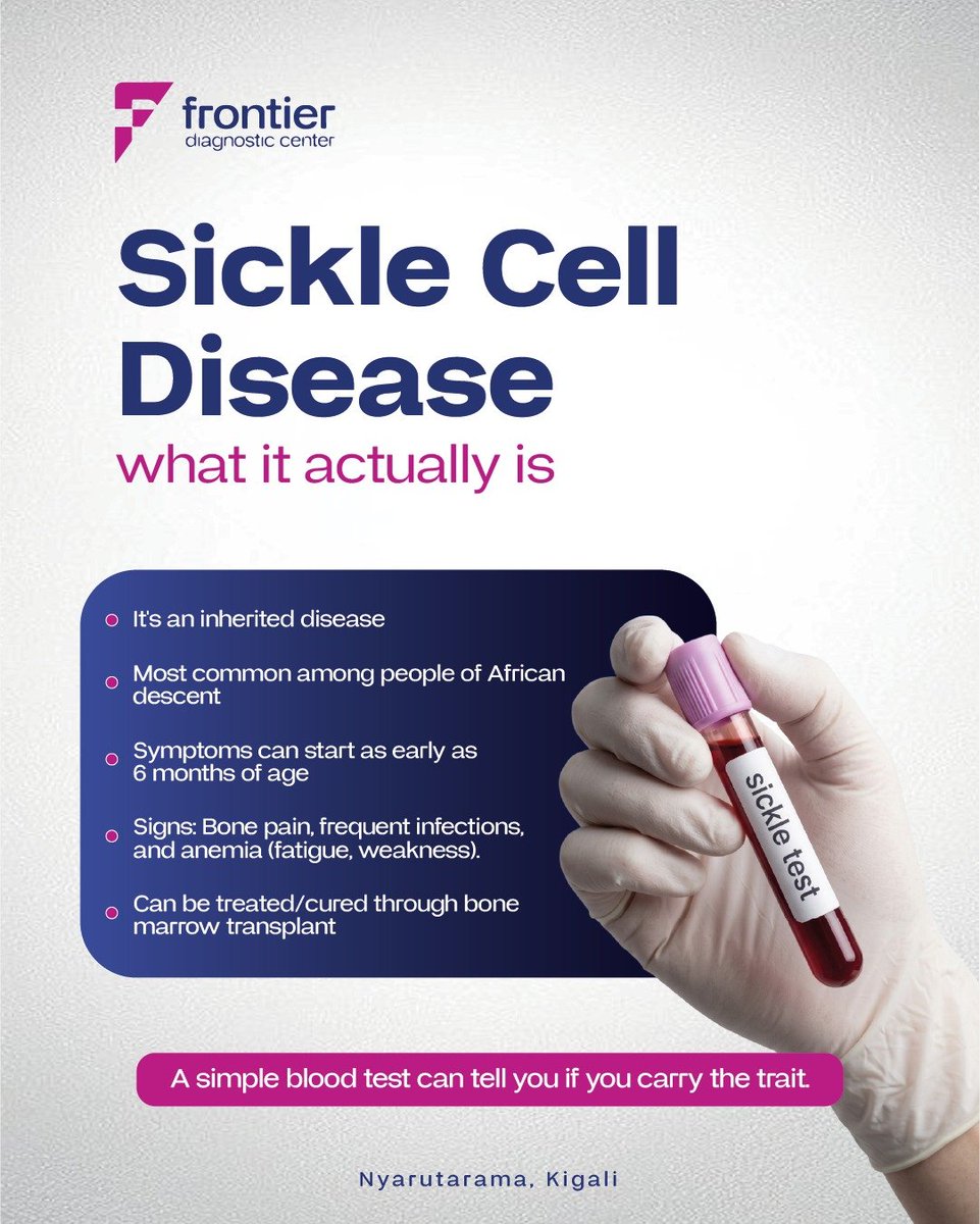 Frontierclinics's tweet photo. Sickle cell disease is inherited, but many people with the trait have no symptoms. 

Know your sickle cell status with a simple blood test especially before family planning.

#SickleCell #SickleCellTrait #HealthScreening https://t.co/XKwW6gsMnx