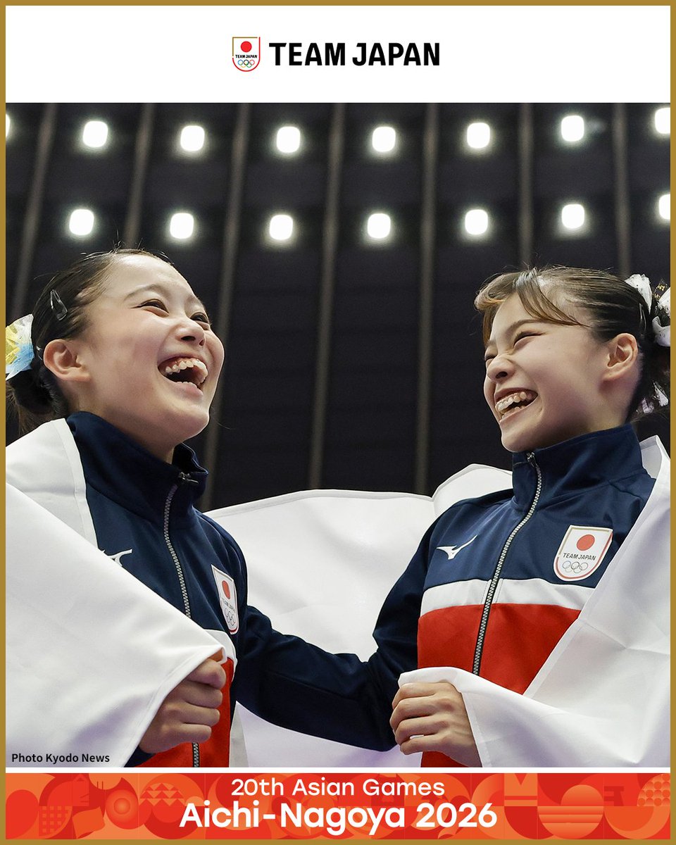 TeamJapan's tweet photo. ◤ 📸TEAM JAPAN Shots #愛知名古屋2026 ◢

🤸体操競技
【女子種目別ゆか】
1位 杉原愛子 選手 🥇
2位 西山実沙 選手 🥈

【女子種目別段違い平行棒】
2位 西山実沙 選手 🥈

【女子種目別平均台】
3位 岡村真 選手 🥉

女子の体操競技が全て終了🇯🇵👏
杉原愛子 選手は女子個人総合に続き2冠を達成しました🏆

@GymnasticsJapan
#TEAMJAPAN #ともに一歩踏み出す勇気を

愛知・名古屋アジア大会はTBS ▶︎ @TBS_TV_S1