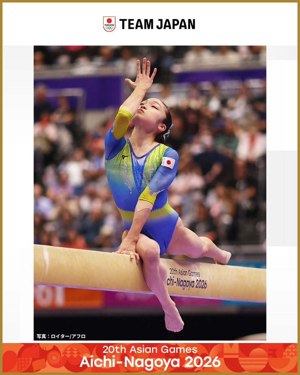 TeamJapan's tweet photo. ◤ 📸TEAM JAPAN Shots #愛知名古屋2026 ◢

🤸体操競技
【女子種目別ゆか】
1位 杉原愛子 選手 🥇
2位 西山実沙 選手 🥈

【女子種目別段違い平行棒】
2位 西山実沙 選手 🥈

【女子種目別平均台】
3位 岡村真 選手 🥉

女子の体操競技が全て終了🇯🇵👏
杉原愛子 選手は女子個人総合に続き2冠を達成しました🏆

@GymnasticsJapan
#TEAMJAPAN #ともに一歩踏み出す勇気を

愛知・名古屋アジア大会はTBS ▶︎ @TBS_TV_S1