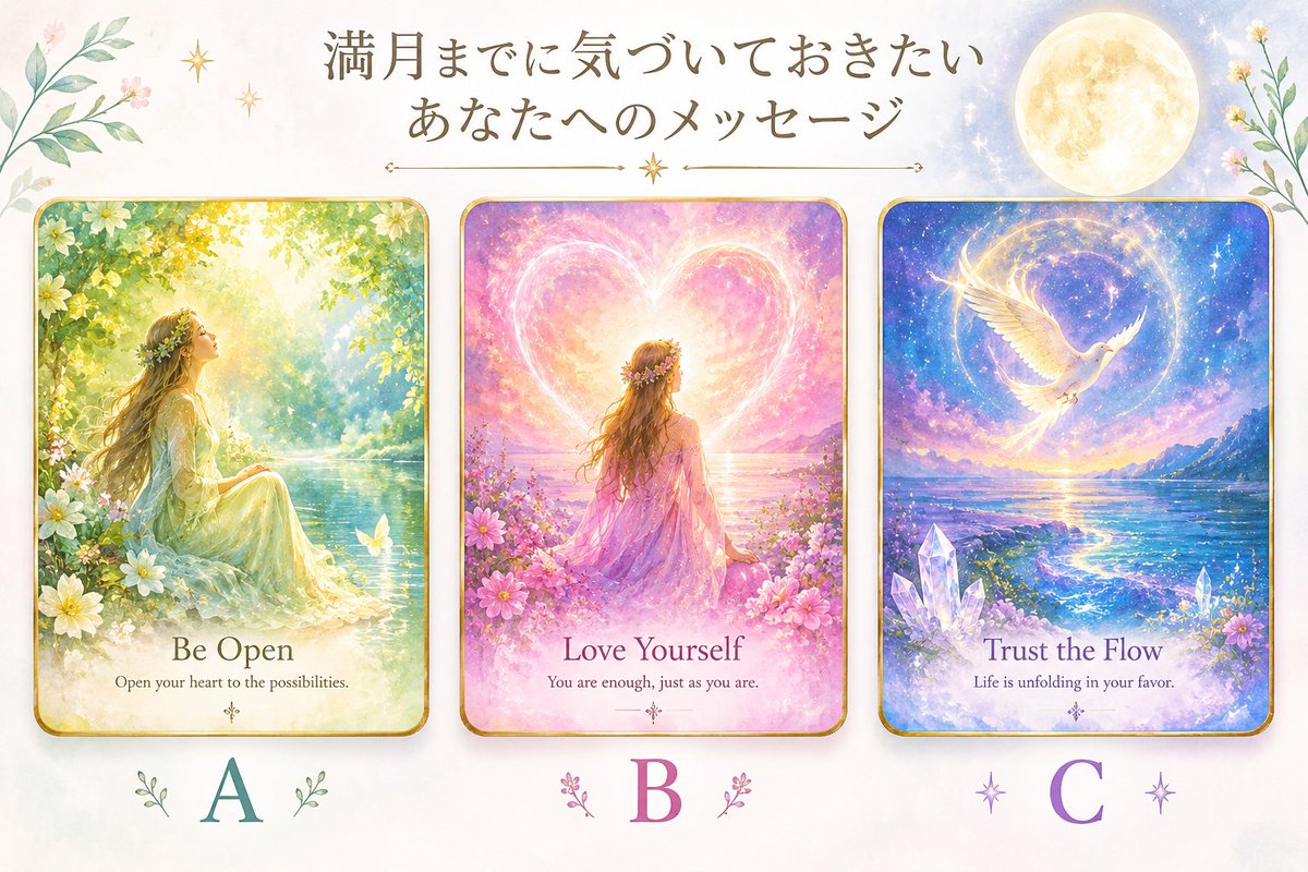 arb5RLdGqPZAV2J's tweet photo. 🌕満月までに気づいておきたい
あなたへのメッセージ

今のあなたに必要なメッセージを
直感でひとつ選んでください✨

ピンときたものが、
今のあなたへのメッセージかも♡

コメント欄をみてね🌙 https://t.co/suo4gHqfDn
