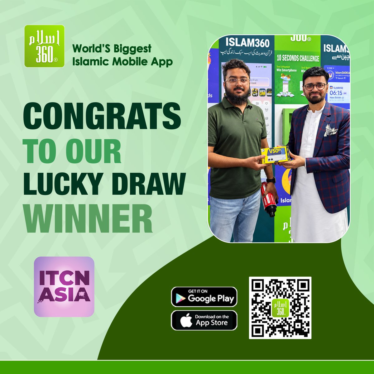 the_islam_360's tweet photo. Congratulations to our Lucky Draw Winner at ITCN Asia 2026.
Thank you for visiting Islam360 and being part of this exciting experience..

#Islam360 #ITCNAsia2026 #LuckyDrawWinner #Islam360Community #Karachi https://t.co/X5xuGEooGx