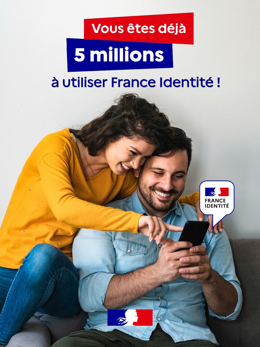 france_identite's tweet photo. France Identité franchit le cap des 5 millions d'utilisateurs🎉

Un service numérique du quotidien qui simplifie les démarches et sécurise l'identité de millions de Français

Abonnez-vous et découvrez les usages qui portent cette dynamique 👇

#IdentitéNumérique #ServicesPublics https://t.co/Y1hNLfTNcj
