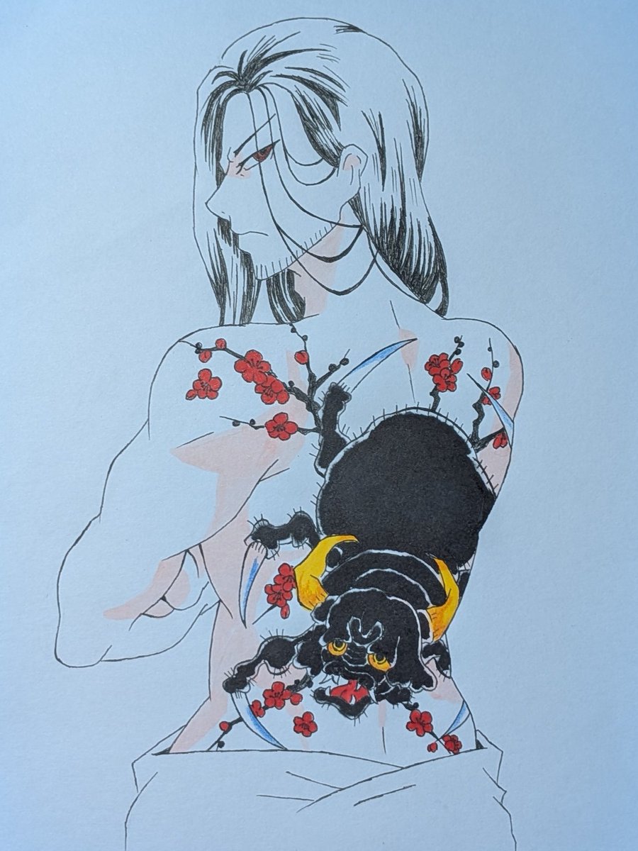 xiao_he34964's tweet photo. #ぬらりひょんの孫
#牛鬼
#狒々

注意，背中に入れ墨描写あります。 https://t.co/RCduJien39