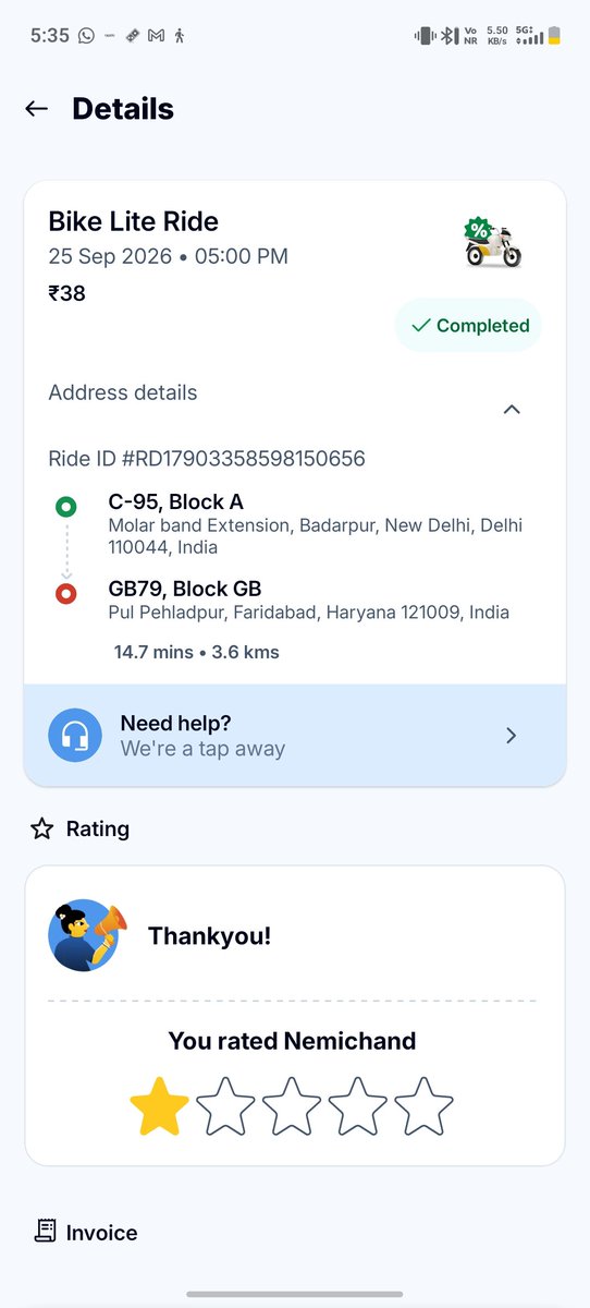 manvilatwal_'s tweet photo. @rapidobikeapp It's been more than 20 minutes but no solution has been provided https://t.co/cnhY5y9HWC