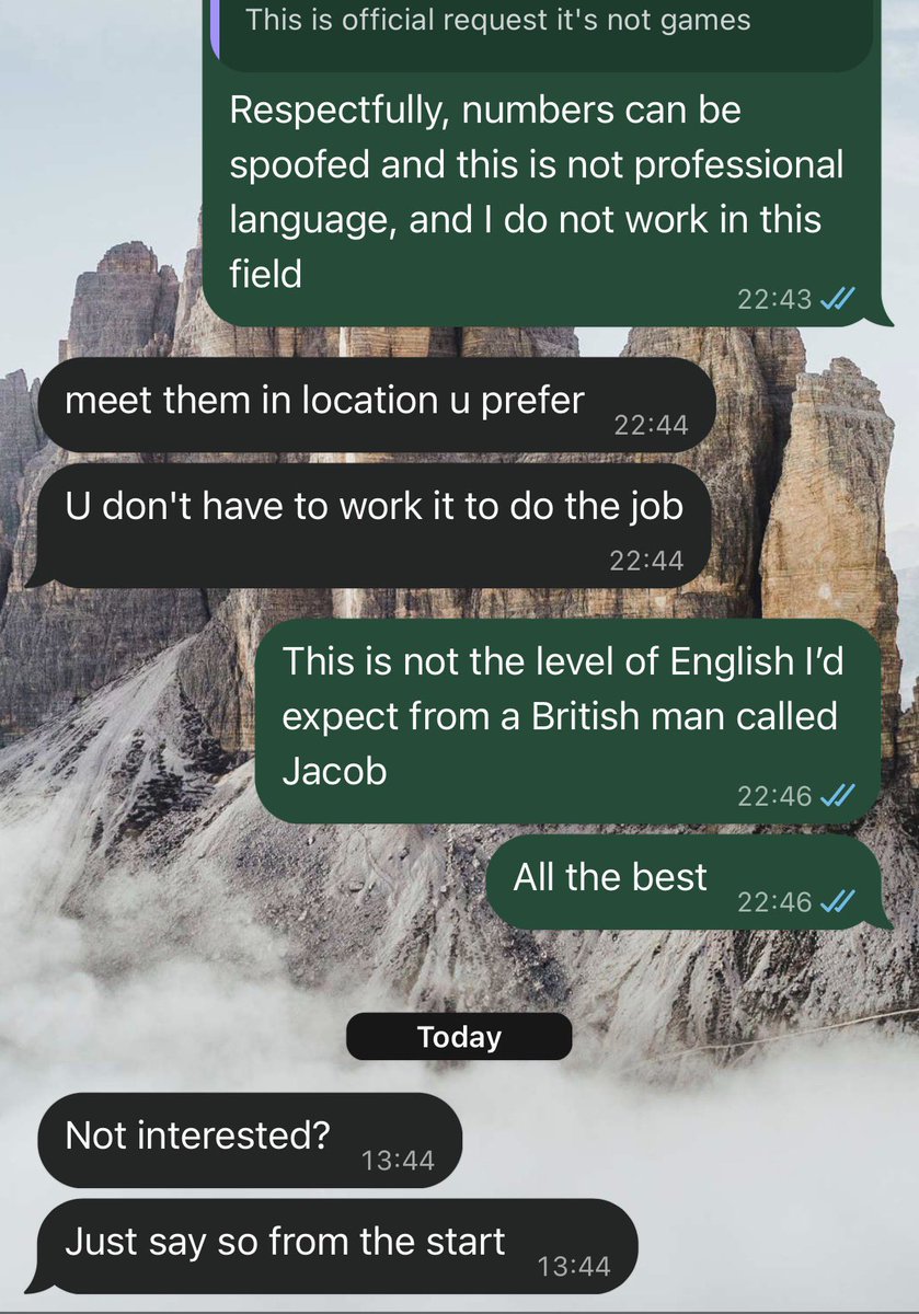 Lordmiles's tweet photo. Some indian is pretending to be Qatari intelligence trying to recruit me 😭🥀 https://t.co/74NItGe17M