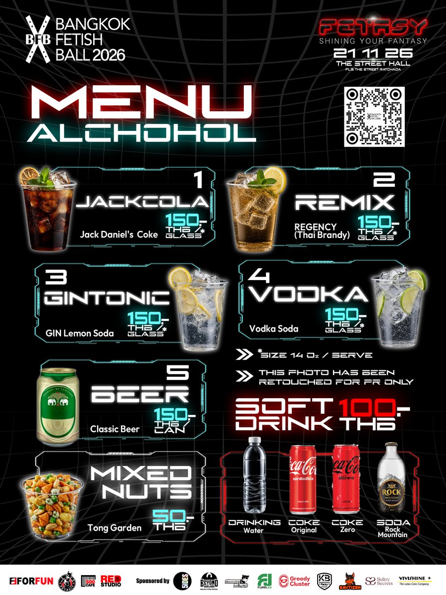 bkkfetishball's tweet photo. Drinks & Beverages ๐ธ
Weโll have 3 bars around the venue to keep the drinks flowing and service quick throughout the night.
Less waiting, more time to enjoy Bangkok Fetish Ball 2026 โ FETASY.
#fetasy #bkkftball #bkkfetishball2026 #forfunbangkok #forfuncommunity https://t.co/zcCSo8eVeF