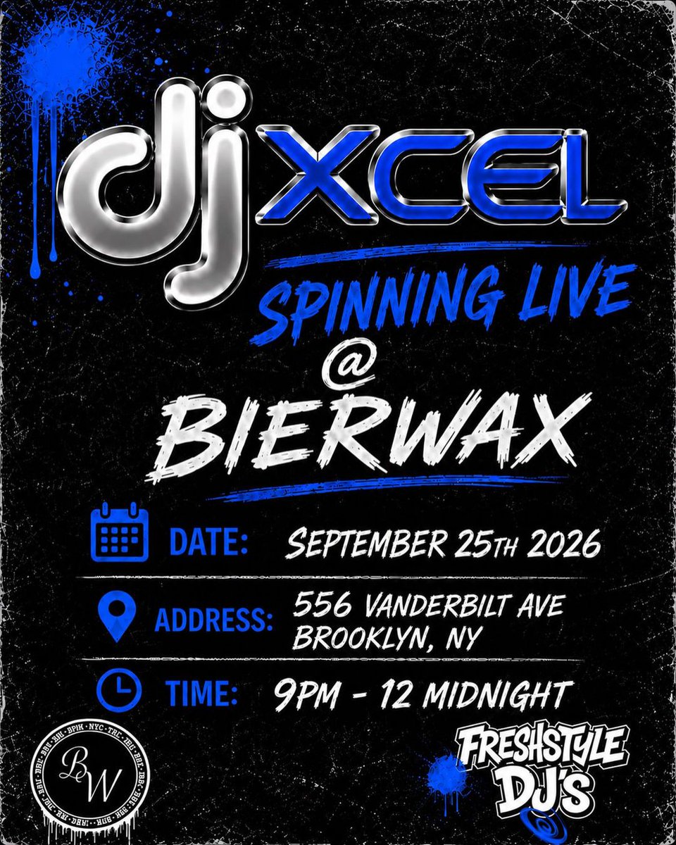 baragendanyc's tweet photo. Tonight at 9:00 PM at Bierwax
DJ Xcel returns for a three-hour set behind the vinyl decks, bringing his mix of R&B, soulful grooves, hip-hop favorites, and feel-good party records to the Prospect Heights vinyl bar.
#DJXcel #NYCHipHop #NYCEvents #HipHopEvents #BarAgendaNYC https://t.co/1rCmbc0PuZ