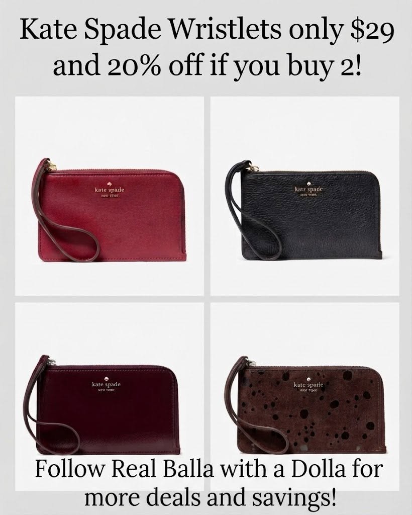 realballadolla's tweet photo. These Kate Spade Wristlets are only $29 each and 20% off if you buy 2 or more! https://t.co/fWyGbuCkMu #ad #fashionfinds #katespade #womensfashion #womensgifts https://t.co/deyobVL4JM