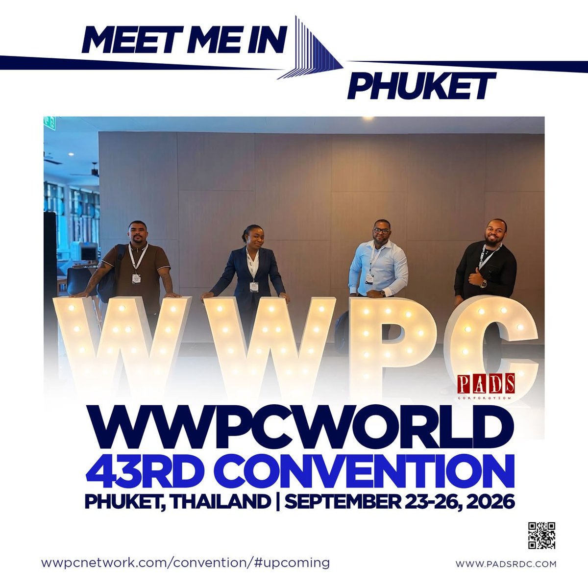 africanshipMgmt's tweet photo. PADS Corporation au cœur de la logistique mondiale à Phuket. 

Notre délégation représente fièrement nos couleurs à Phuket, en Thaïlande, dans le cadre de la 43ème Convention Mondiale WWPC.

#PADSCorporation #WWPC2026 #LogistiqueGlobal #ProjectCargo #FreightForwarding #RDC https://t.co/LM5Ydj0rYp