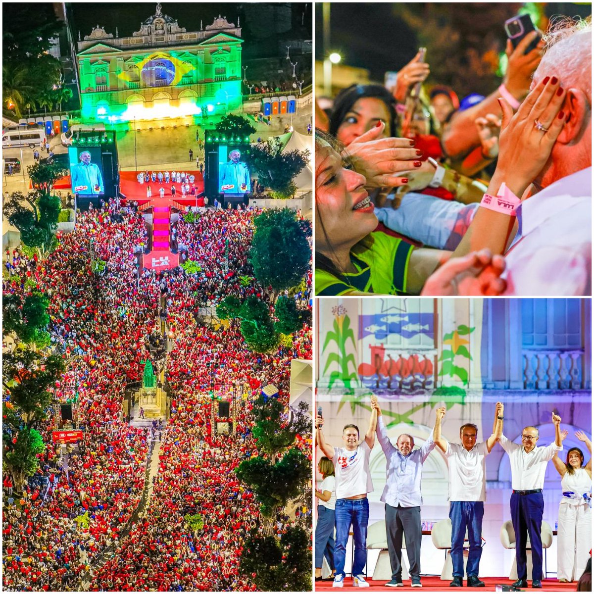 LulaOficial's tweet photo. Ainda sobre ontem à noite: com a nossa chapa e o querido povo alagoano em Maceió. 

Rumo à vitória!

📸 @ricardostuckert https://t.co/SscPNdFndR