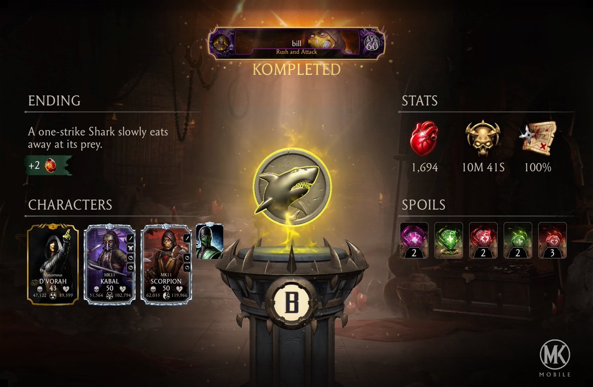 bill_ll20's tweet photo. I just completed a Krypt Run in Mortal Kombat mobile! Check out my stats. https://t.co/hgDTwjAhEs