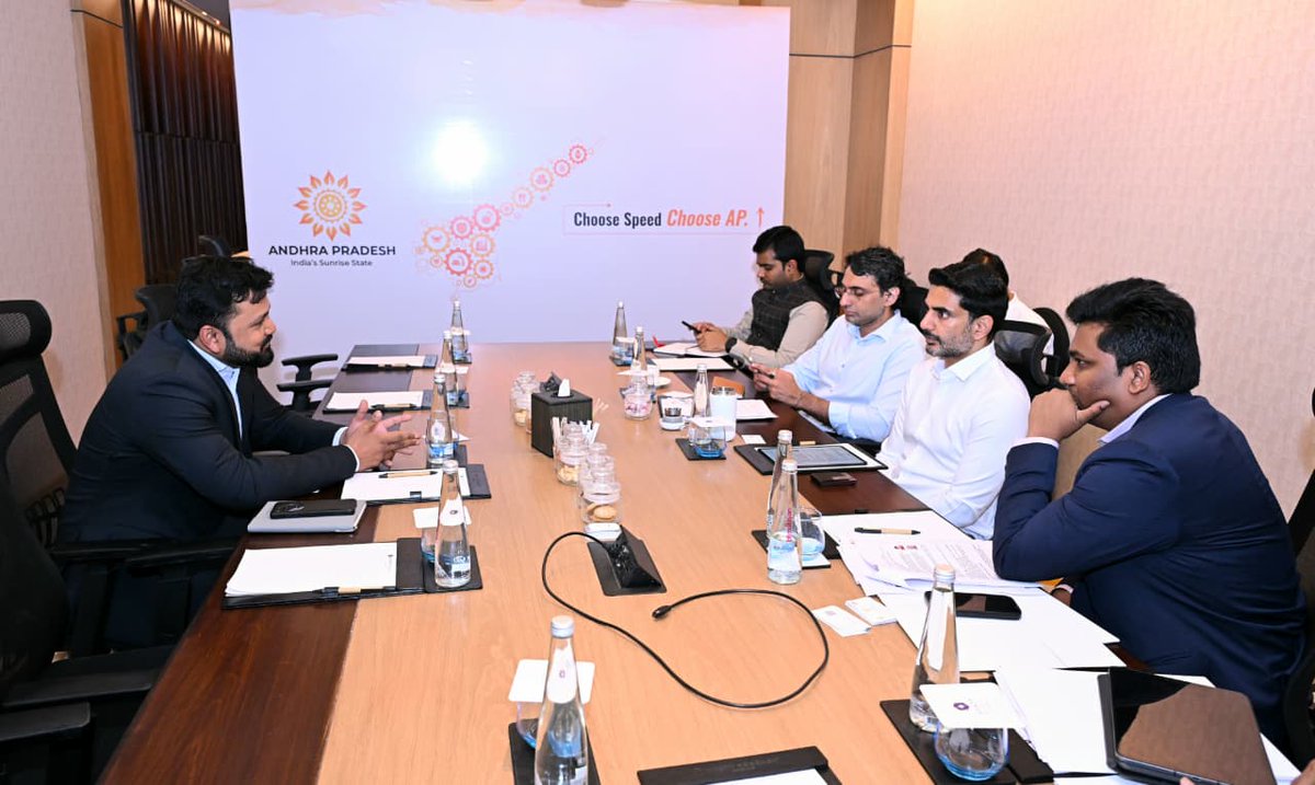 naralokesh's tweet photo. Met Shri Gautam Jena, Vice President – Strategy & Sustainability, ST Telemedia in Ahmedabad today. STT is one of India’s largest operating data centers companies with over 600 MW under operations. 

ST Telemedia expressed their interest in developing a data center in Visakhapatnam as it rapidly emerges as one of India’s major data centre hubs. With Google already commencing work and players such as Reliance moving forward with large data centre investments, Vizag offers a strong ecosystem for the next wave of digital infrastructure.

We spoke about emerging trends in the data center space - that include zero discharge air cooled systems. We also spoke about the wide ecosystem benefits of data centers. 

@sttgdcindia
#ChooseSpeedChooseAP
