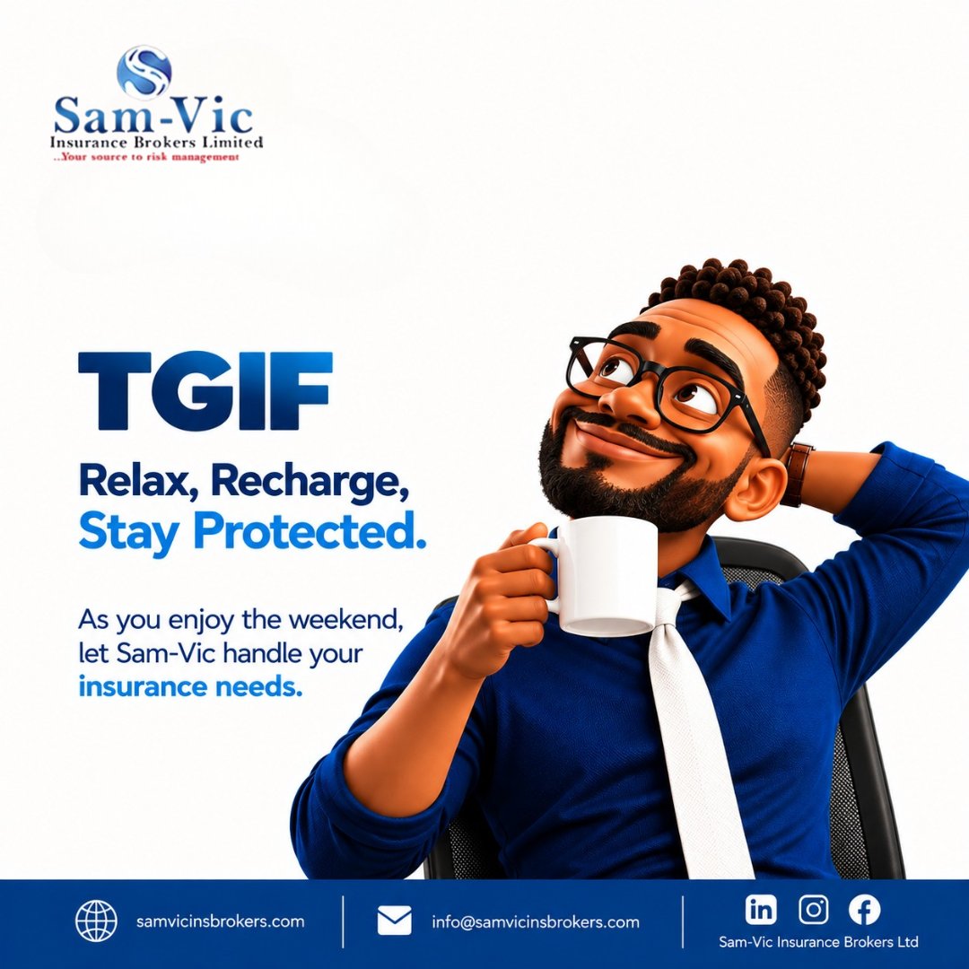 SamVicBrokers's tweet photo. Weekend mode: ON.
Wishing you a safe and refreshing weekend.
#HappyWeekend #SamVicInsurance #Insurance #Peaceofmind #NigeriaNews https://t.co/E9ayD8pJEU