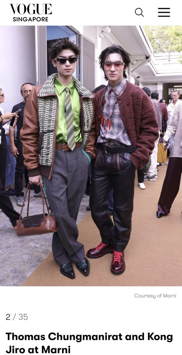 Pokkiez's tweet photo. Vogue Singapore ลงคอนเทนท์งาน Milan Fashion Week 2027 มีภาพของโทมัสก้อง 1 ในตัวแทน Celeb แขกคนสำคัญของแบรนด์ MARNI ด้วย สุดปลื้มใจเลย 

'Milan’s front rows were packed with familiar faces this spring/summer 2027 season'

©️Vogue Singapore
🔗 https://t.co/KxlJw7ml5v

THOMAS KONG MFW SS27
#MARNIxTHOMASKONG 
#Marni #MarniTH #Marniss27
#tthomastc #kongjiro
#thomaskong