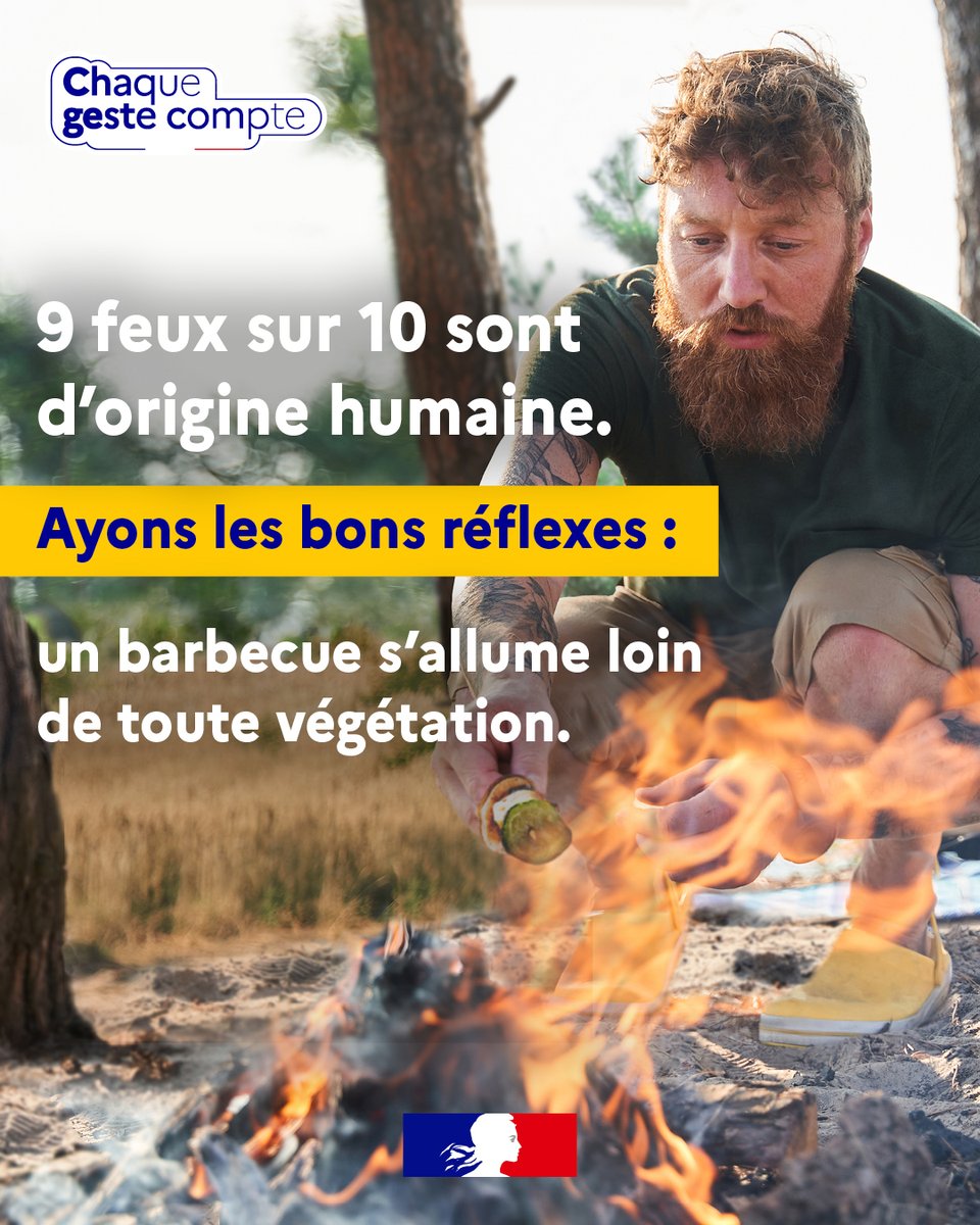 Image de Préfète de la Nouvelle-Aquitaine et de la Gironde - #Prévention 🔥🌳 | 9 feux de forêt sur 10 sont d'origine humaine. Contre les incendies, #AyonsLesBon