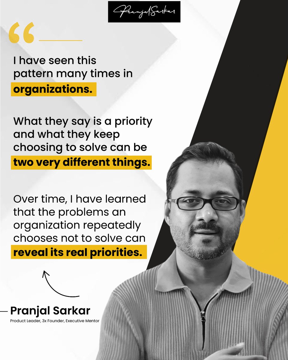 thepsprinciples's tweet photo. An organization’s real priorities aren’t always found in its strategy deck.

Look at the problems it keeps choosing to solve.
And more importantly, look at the problems it keeps choosing to ignore.
That gap can tell you a lot.

#ProductManagement #ProductLeadership #ProductStrategy #Leadership #ProductThinking #DecisionMaking #BusinessStrategy #ProductManager