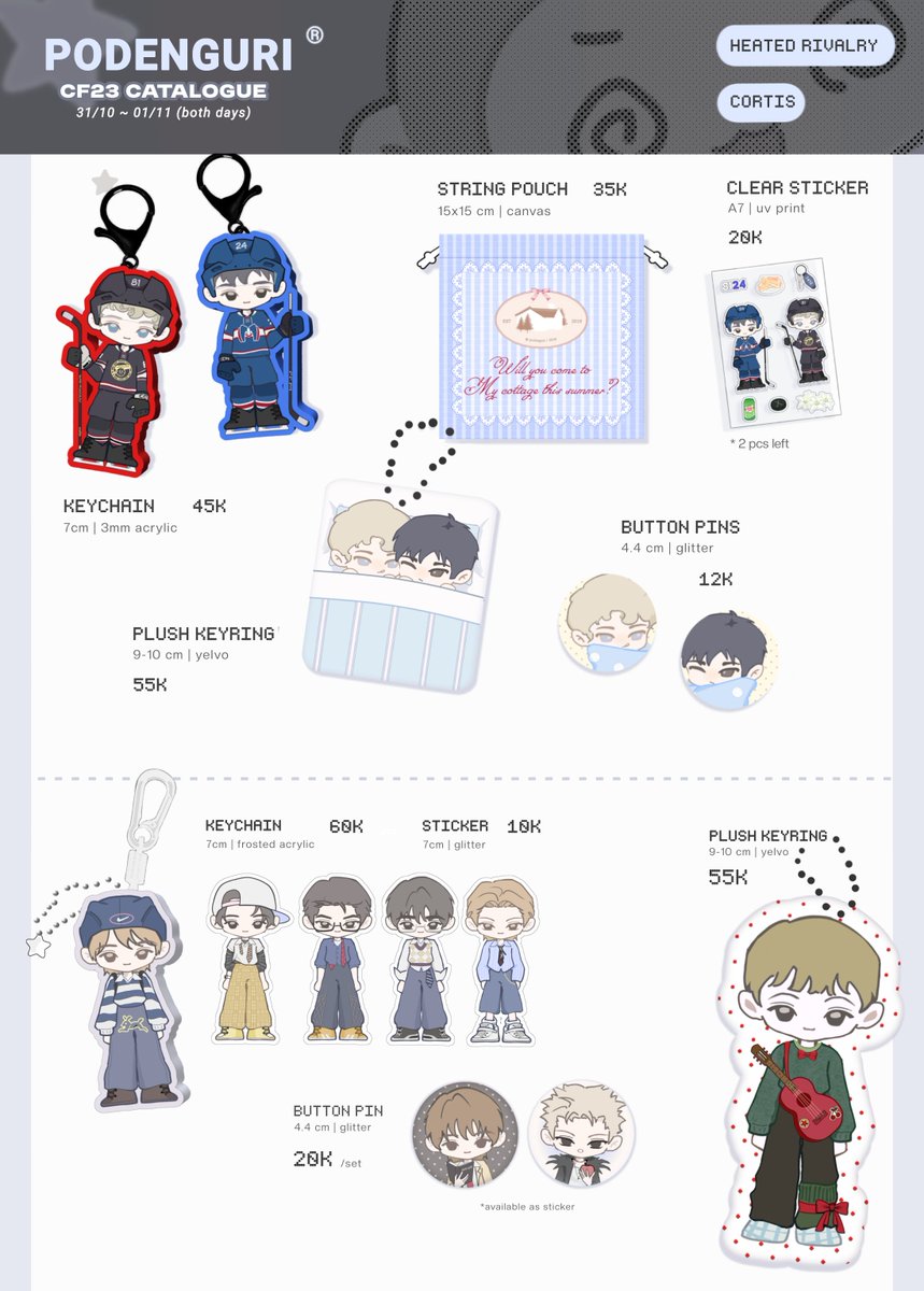 podenguri's tweet photo. [RTs♡ are appreciated]
podenguri's #cf23 PO batch 2 &amp; giveaway is now open! 

📆 close 1 okt
💬 gyoza station (U-02a)
✦ pandavva, wayama, heated rivalry, cortis, phm, f1, originals

🔗 &amp; GA info⤵︎
#comifuro23 #cf23catalogue https://t.co/bN64Ytxwbg