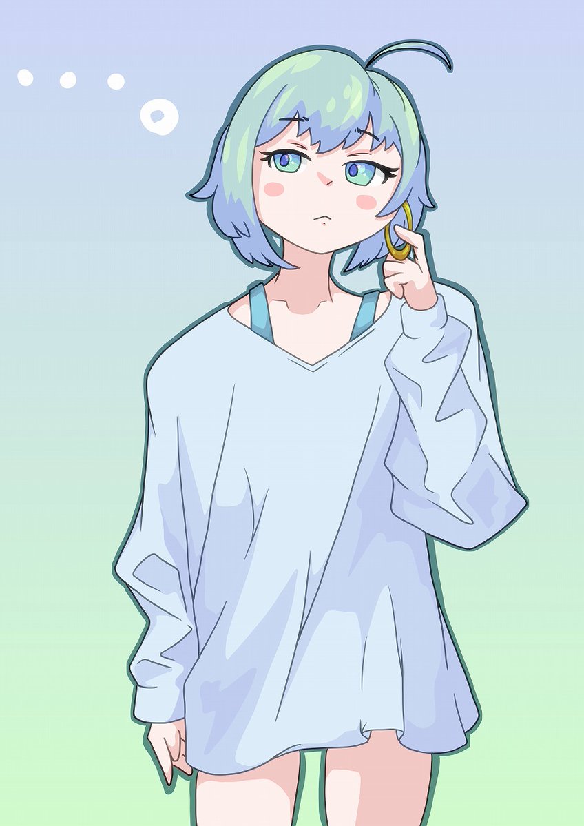 snowmole2419's tweet photo. 「うーん。」

＃癖 #イヤリング
＃イラスト ＃絵描きさんと繋がりたい https://t.co/5ZzF0IhJA8