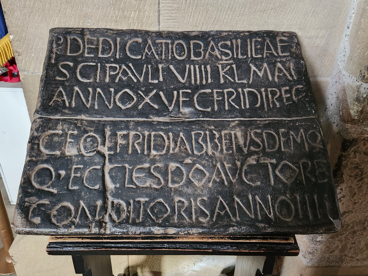 StBenedict21stC's tweet photo. Today is the feast of St Ceolfrith, the Abbot of Monkwearmouth who admitted Bede to his monastery, the tower of which still stands (or at least the lower parts). Ceolfrith is named in the dedication plaque of the sister monastery at Jarrow. The church was dedicated in 685 AD. https://t.co/mxSer8Jir7