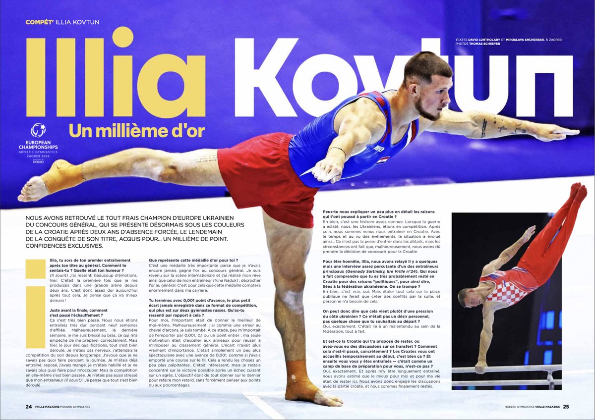 vrille_magazine's tweet photo. Tout juste champion d'Europe pour un millième de point, @_kovtun_gym_ s'est confié à #Vrille. Pour retrouver le champion de Cherkassy et toutes les stars de la gym, abonnez-vous vite sur https://t.co/OQRho0oHGF ! 🔥🤸
#ModernGymnastics https://t.co/cFwpodhVUk