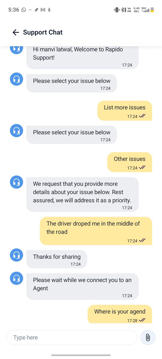 manvilatwal_'s tweet photo. @rapidoapp_  I booked a ride through Rapido, but the rider dropped me in the middle of the road saying the road was damaged and taking another route would be inconvenient for him. He then left after taking the fare.I have already raised a complaint but no response by your side https://t.co/vgRMfwYotg