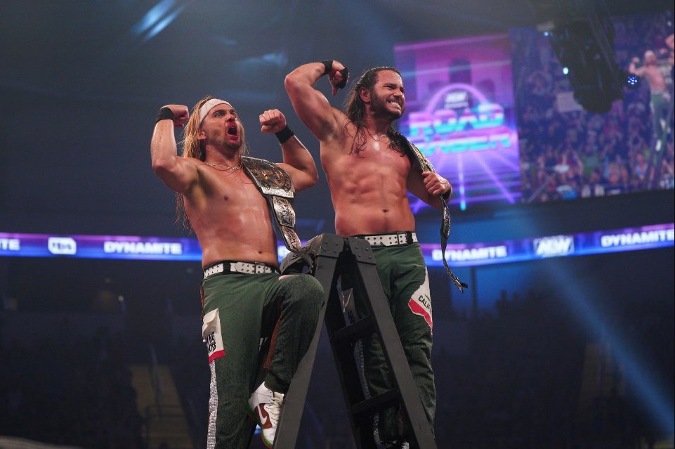 WrestlingMGC's tweet photo. AEW World Tag Team Champions The Young Bucks https://t.co/DQsixxWSOc