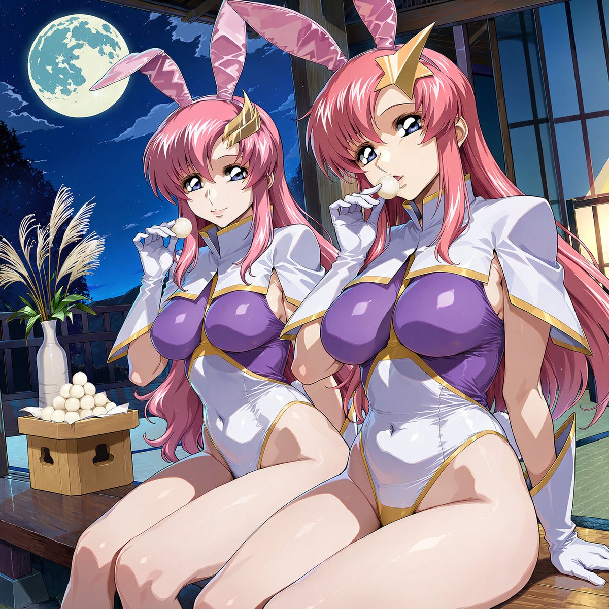 numachou_AI's tweet photo. 中秋の名月🎑ラクス様＆ミーア🐰🐰

曇ってて月がまったく見えない😭

SFW Illustration https://t.co/nFnKkVBFAO