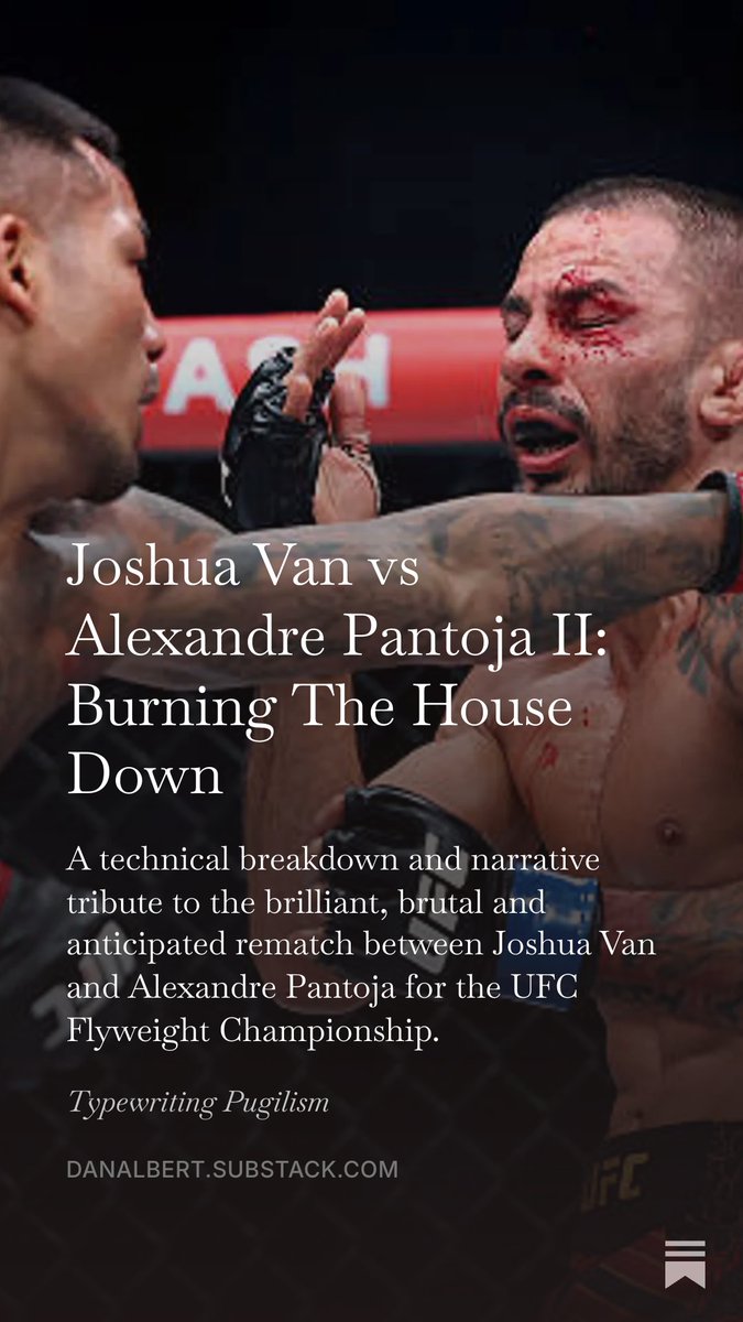 TypewritingDA's tweet photo. Joshua Van and Alexandre Pantoja produced an all-time flyweight classic title fight at UFC 331, with the former coming out on top despite Pantoja emptying his physical and mental fortitude. I am here to tell you it was better than you think it was.
Link: https://t.co/qMN9o6RYJX https://t.co/jqtTTjtyfH