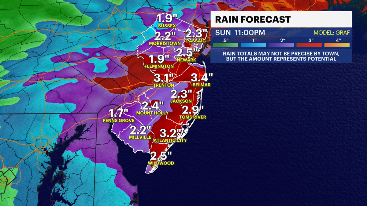 Meteor_Mike's tweet photo. A nor’easter is bringing severe weather to NJ through the weekend. 

Expect 3-5" of rain, flash/coastal flooding (hardest hit: Barnegat Bay backbays), 11-14ft breaking waves, dune erosion, and gusts up to 55 mph with potential outages. 

@News12NJ #NJwx https://t.co/e99VQTOUJl