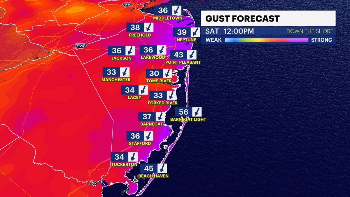 Meteor_Mike's tweet photo. A nor’easter is bringing severe weather to NJ through the weekend. 

Expect 3-5" of rain, flash/coastal flooding (hardest hit: Barnegat Bay backbays), 11-14ft breaking waves, dune erosion, and gusts up to 55 mph with potential outages. 

@News12NJ #NJwx https://t.co/e99VQTOUJl