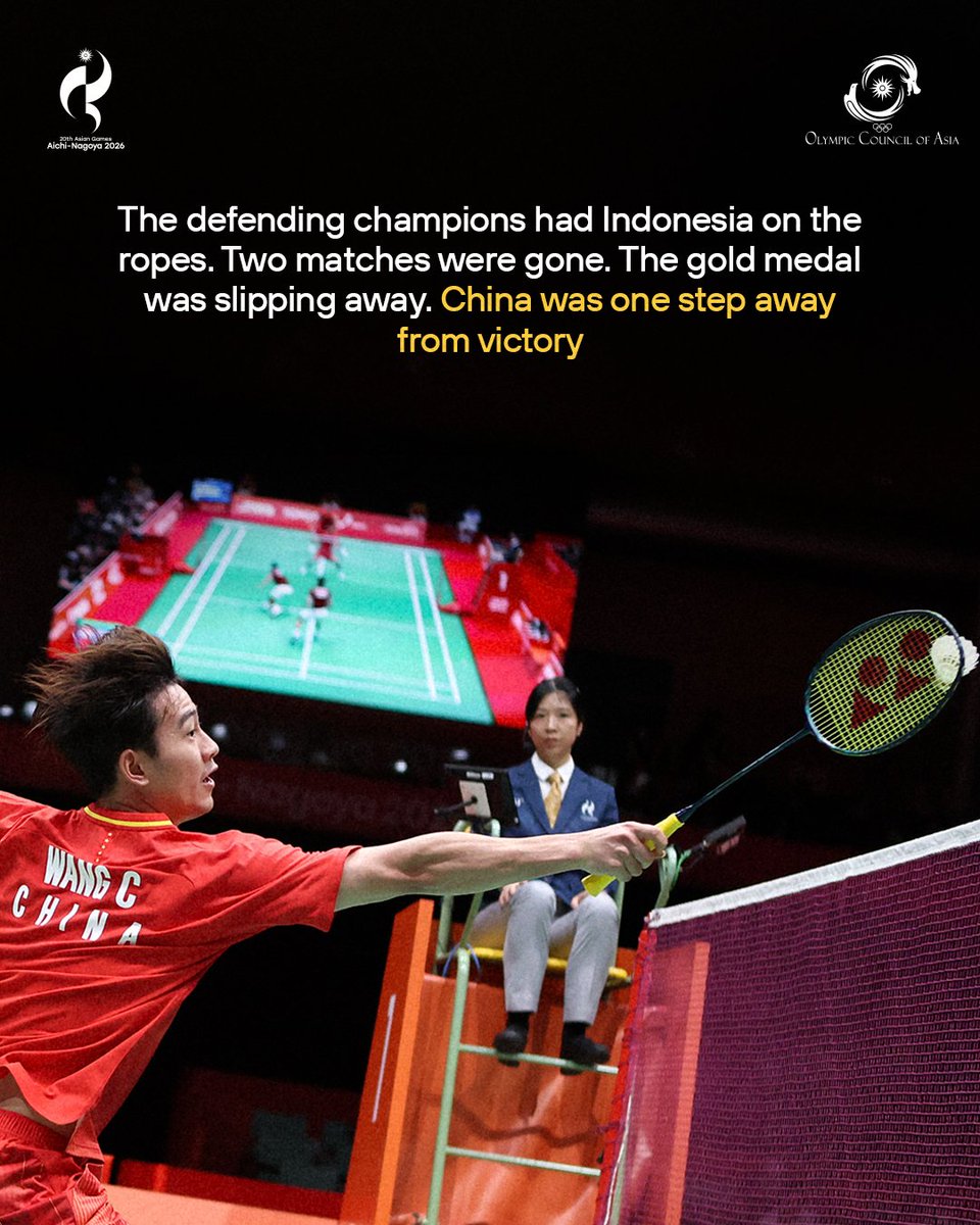 AsianGamesOCA's tweet photo. A comeback for the ages. A gold medal after a 28-year wait. 👏🏻🇮🇩

And a reminder that sometimes, the story changes when you refuse to give up.

#TeamIndonesia #Badminton #AichiNagoya2026 https://t.co/MipjGiik4C