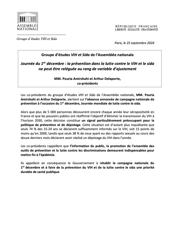 ArthurDelaporte's tweet photo. 🔴 Au nom du groupe d'études VIH et Sida de l'Assemblée nationale, nous alertons avec @PouriaAmirshahi sur la suppression de la campagne nationale de prévention pour des raisons budgétaires. 

Le gouvernement doit rétablir cette campagne ⬇️ https://t.co/QizSbReA8Q